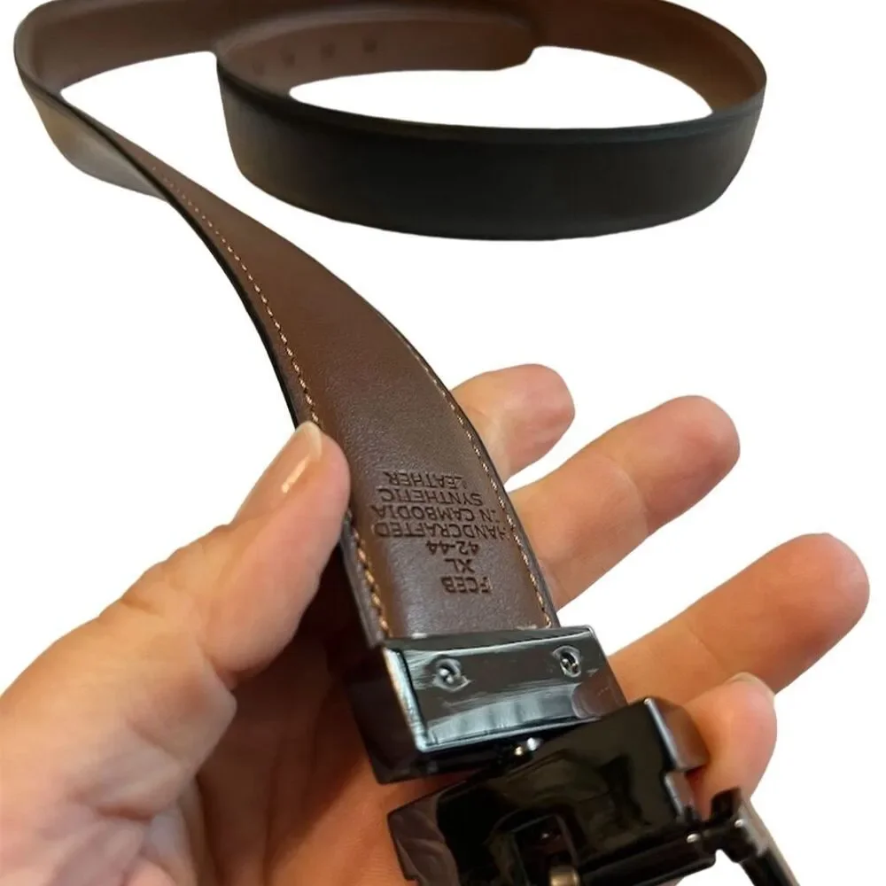 Kenneth Cole Men's reversible black /brown Leather Belt Handmade 42-44”